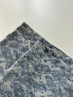 Blue monogram denim shorts with textured fabric and patterned weave