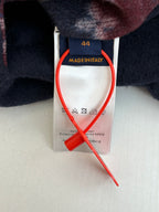 Made in Italy care label on burgundy and navy fabric, Louis Vuitton