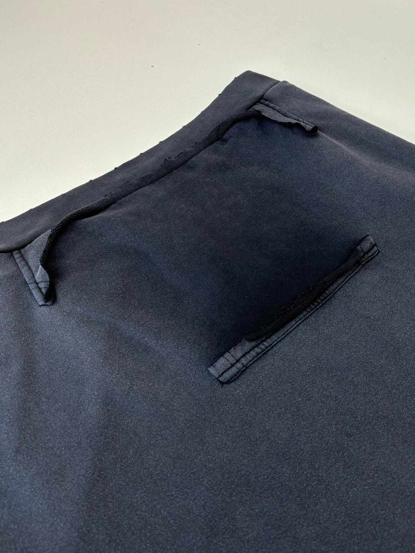 Navy Balenciaga joggers waistband with adjustable drawstring and side seam