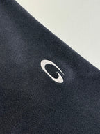 Navy Balenciaga hoodie fabric with white oval logo detail