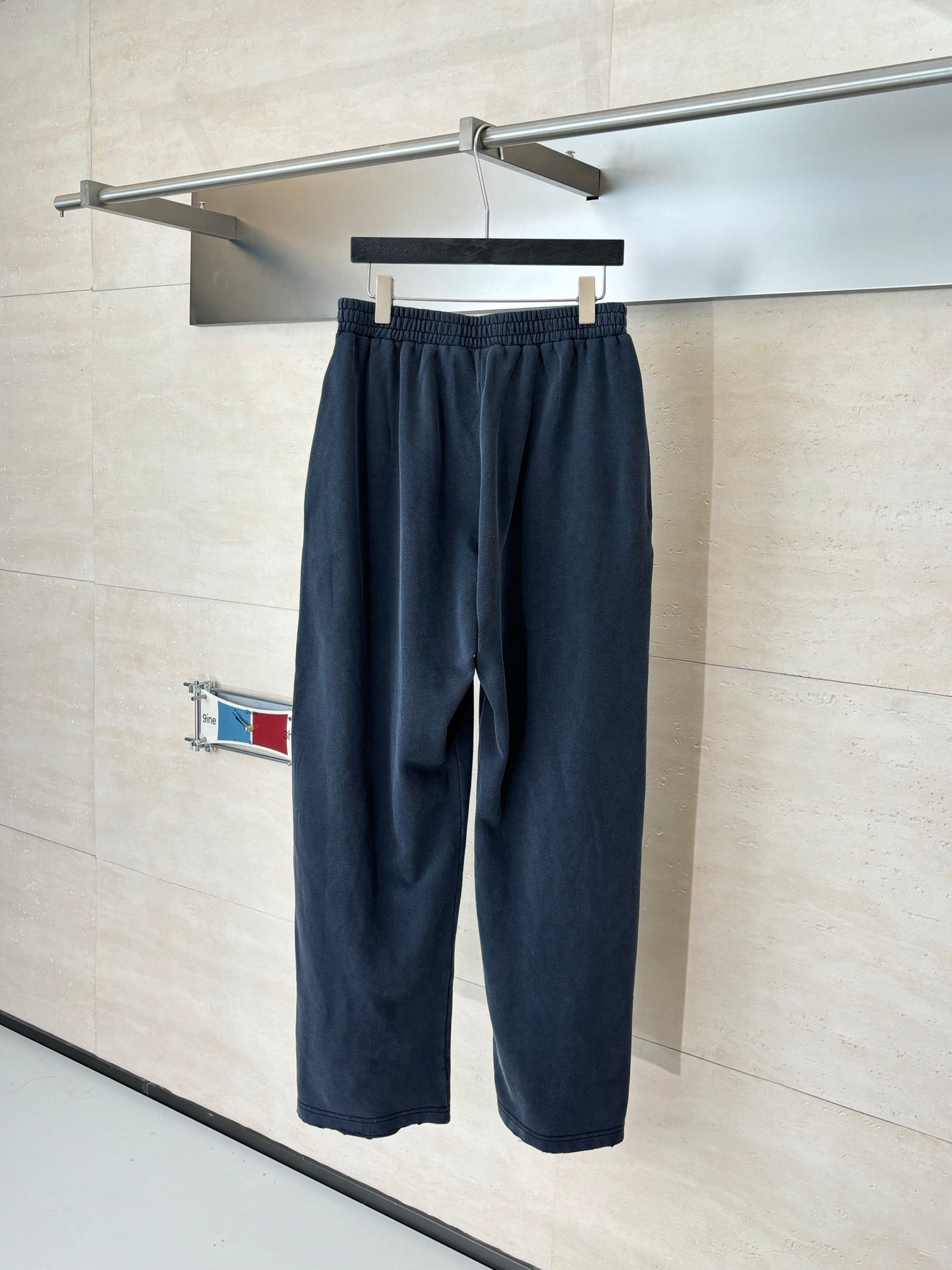Balenciaga dark navy wide-leg sweatpants with elastic waistband