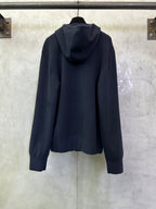 Men's Burberry navy zip-up hoodie, back view with hood and drawstrings