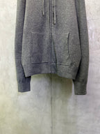 Burberry long zip hoodie in heather gray, front with patch pockets
