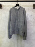 Burberry long zip hoodie in heather gray, full front zipper and hood with drawstrings