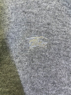 Heather gray knit fabric with small embroidered logo on Burberry long zip hoodie
