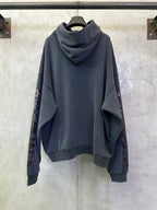 Balenciaga long-sleeve hoodie, dark gray, hooded pullover with logo at center back