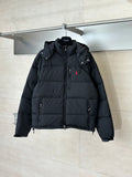 Ralph Lauren black puffer jacket with full-zip front and hood