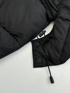 Ralph Lauren black puffer jacket cuff with snap tabs and hanging drawcord