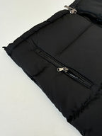 Ralph Lauren black puffer jacket side with zip pocket and metal hardware