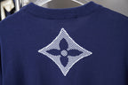 Navy T-shirt back with white diamond LV flower monogram