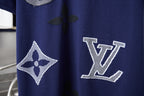 Navy T-shirt with LV monogram and flower logos on front