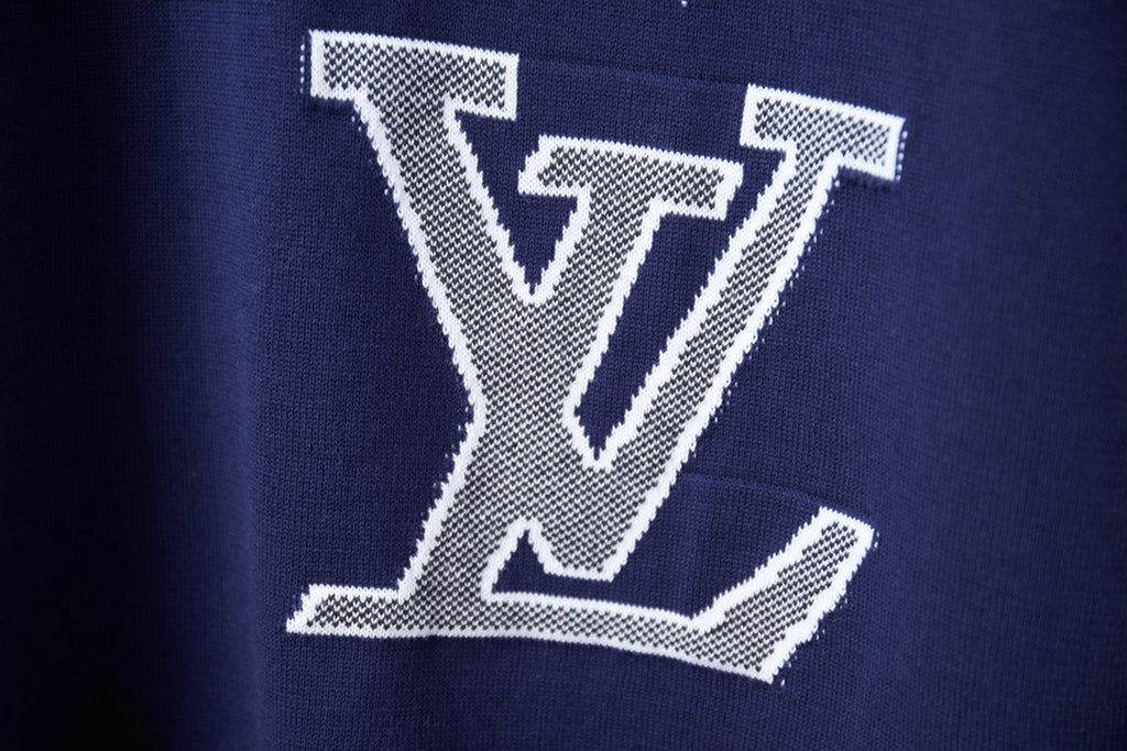 Navy T-shirt with large white LV monogram graphic