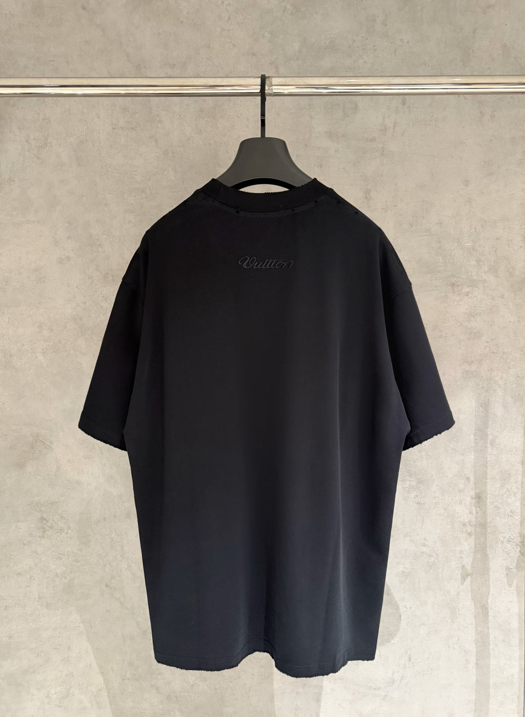 Black Louis Vuitton T-shirt back view with small script logo