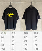 Two black Louis Vuitton T-shirts shown with size chart M–2XL measurements