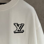 White short-sleeve T-shirt sleeve chest with LV monogram pixel-style logo