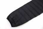 Black quilted puffer jacket sleeve section with padded cuff