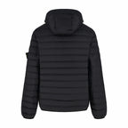 Stone Island hooded puffer jacket, back view, black quilted padding