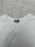 White crewneck T-shirt collar with Dior logo tag and embossed textured fabric
