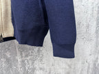 Moncler long knit hoodie sleeves and lower hem in navy