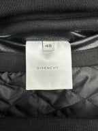 Black bomber jacket with Givenchy size tag 48 on quilted inner lining