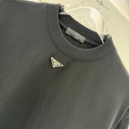 Prada short-sleeve T-shirt, dark gray, crew neck with triangular logo