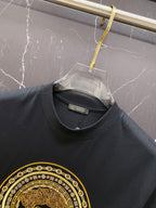 Versace black T-shirt chest emblem and branded neck label