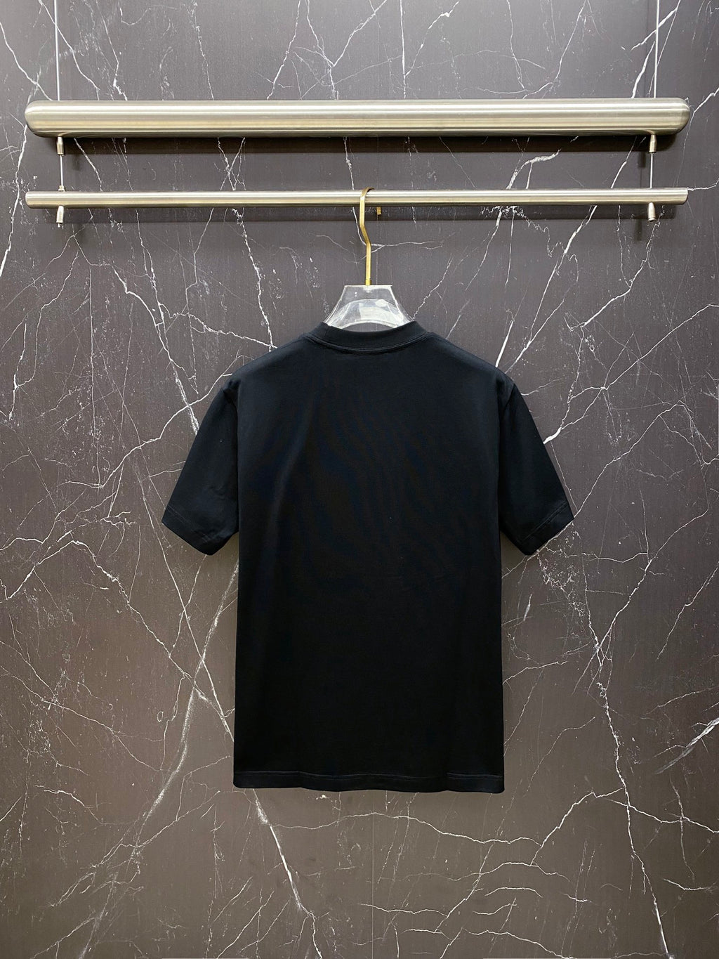 Versace black T-shirt, back view with crew neck