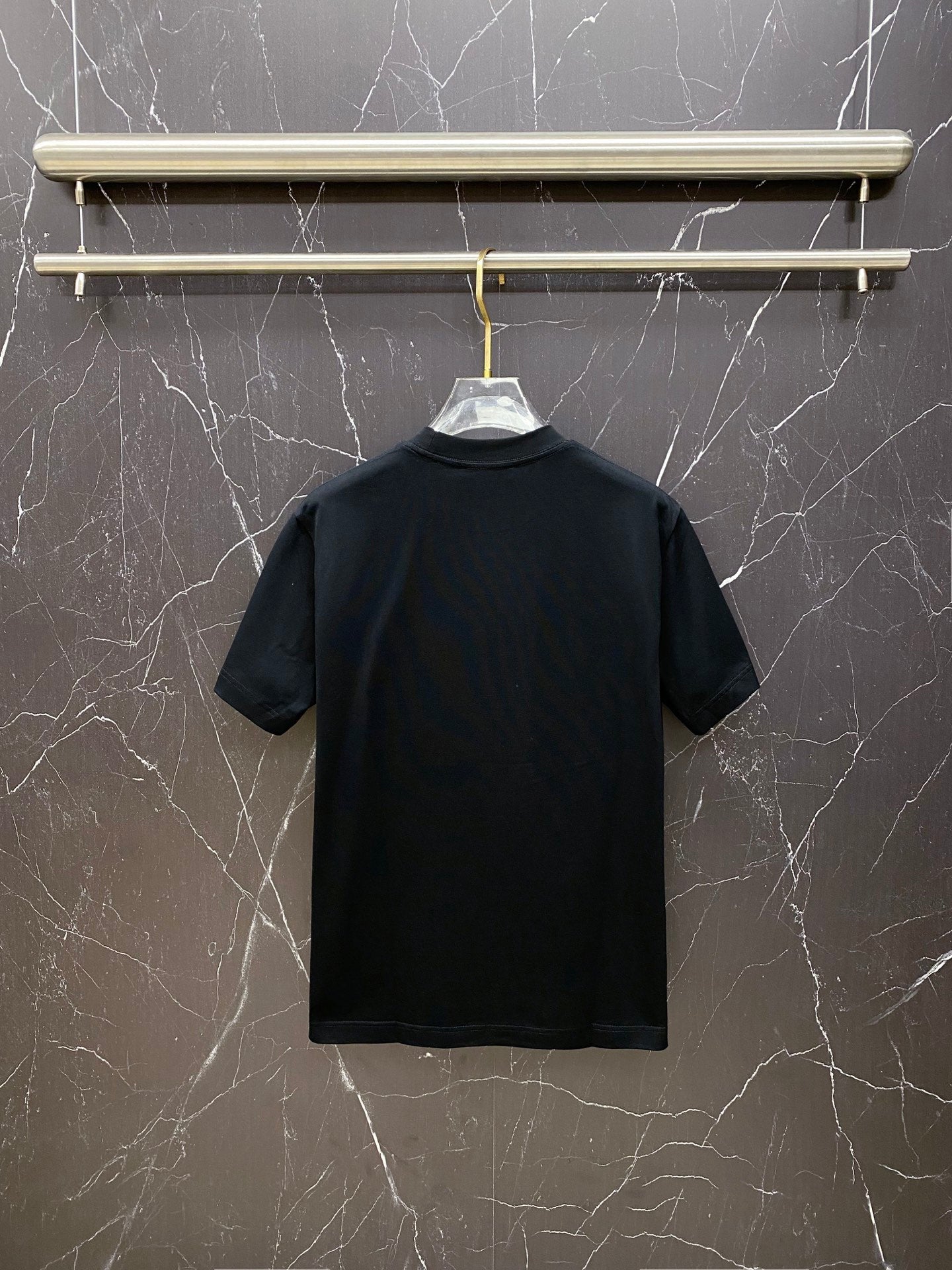 Versace black T-shirt, back view with crew neck