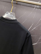 Versace black T-shirt neckline and shoulder seam detail