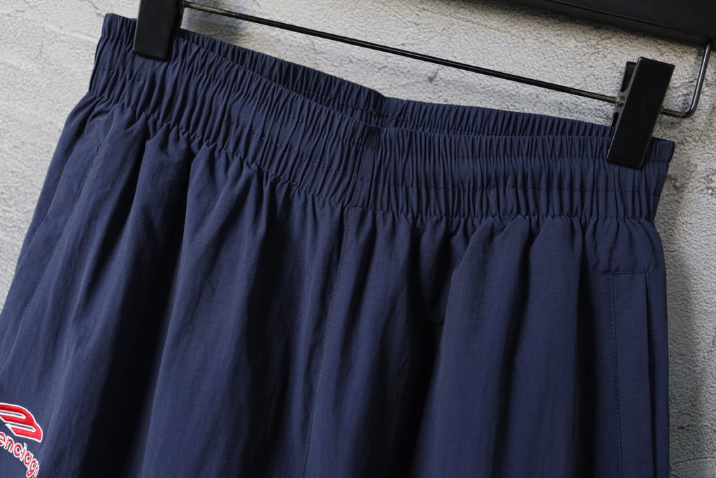 Balenciaga pants pleated waistband with elastic top in dark navy