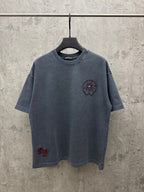 Graphic short-sleeve T-shirt with small chest emblem, dark slate gray
