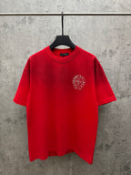 Red short-sleeve T-shirt with small chest logo detail