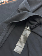 Balenciaga T-shirt interior collar with size labels and folded fabric in dark gray