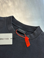 Balenciaga crewneck T-shirt neckline with hang tag and black/red string
