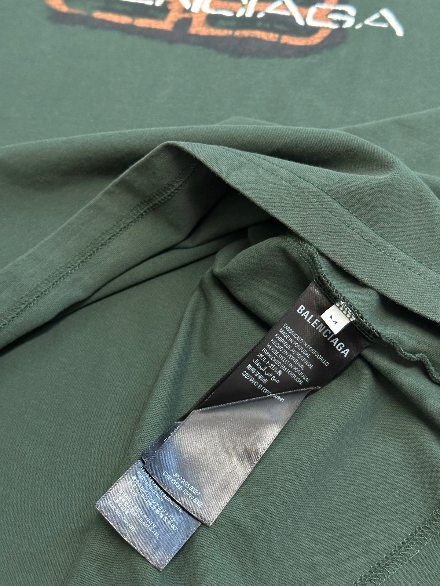 Balenciaga short-sleeve T-shirt with inner neck labels and fabric drape
