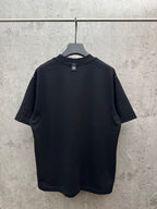 Black short-sleeve crewneck T-shirt, plain back view