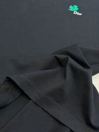 Dior black short-sleeve T-shirt fabric detail with stitched seam