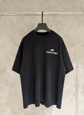 Black short-sleeve T-shirt with small Balenciaga logo at chest