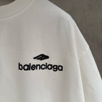 White Balenciaga T-shirt with chest logo detail and short sleeves