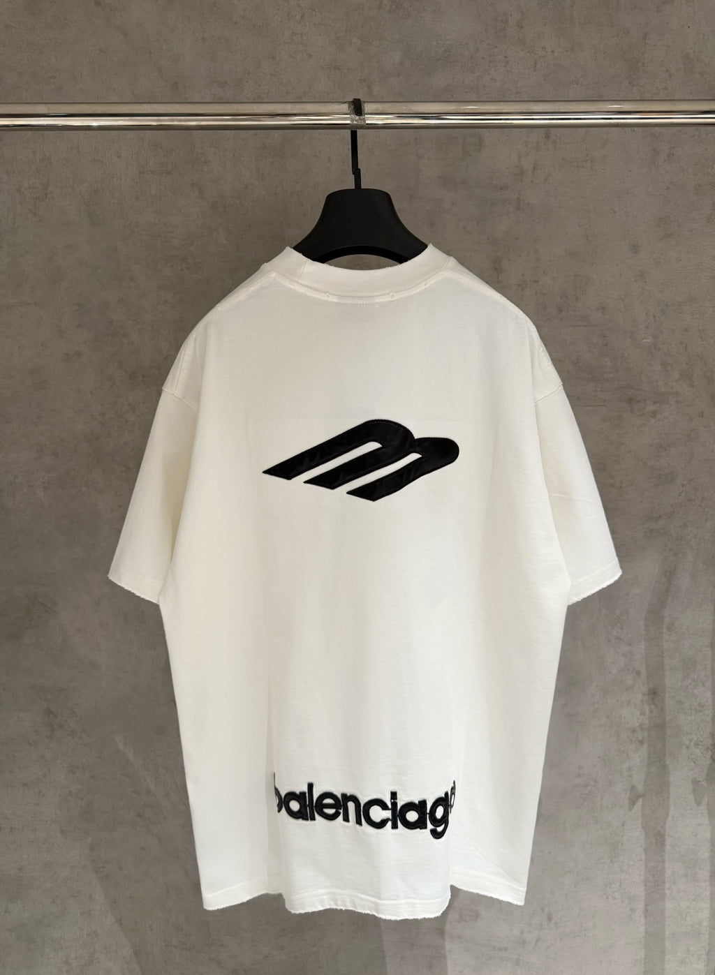 White crewneck T-shirt with large back logo print