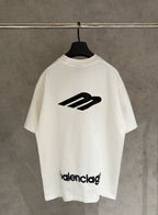 White crewneck T-shirt with large back logo print