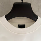 White crewneck T-shirt neckline with inner size label