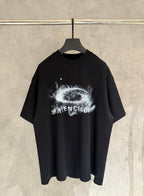 Balenciaga black crewneck T-shirt with white distressed logo graphic on front