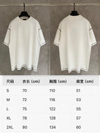 Size chart for white Prada short-sleeve T-shirt (cm)
