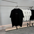 Black crew-neck T-shirt, short sleeves, wang chest logo