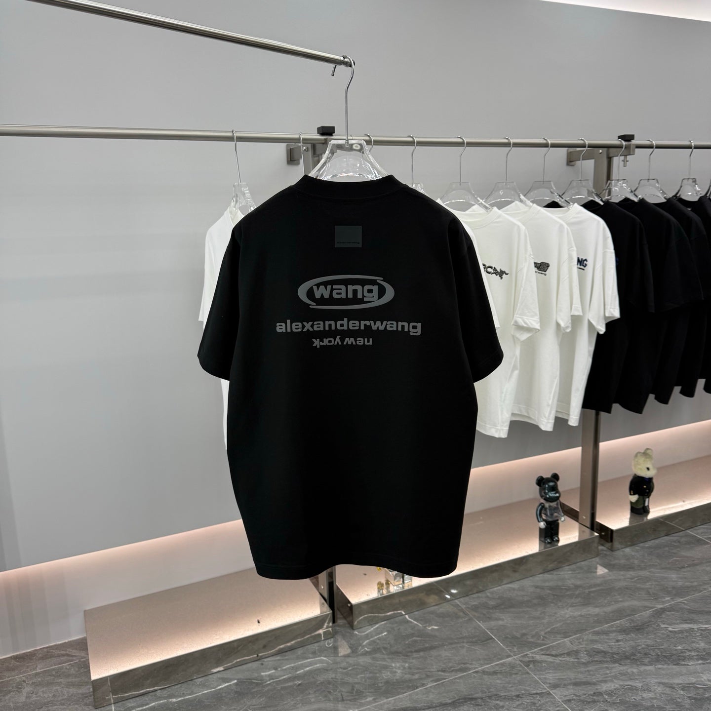 Black Alexander Wang T-shirt on rack, crew neck and short sleeves