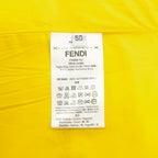 Jacket care label showing FENDI branding and size info on yellow interior fabric