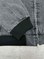 Dior denim jacket cuff with ribbed knit trim and zipper detail