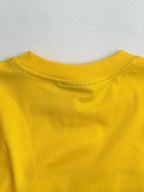 Yellow short-sleeve T-shirt with crew neck and smooth shoulder seam