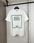 White Dior short-sleeve T-shirt with Bonjour tristesse graphic front print